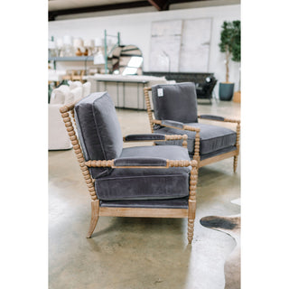 Spindle Chair, Gray Velvet