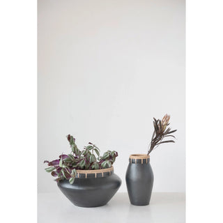 8" Black Terracotta Vase