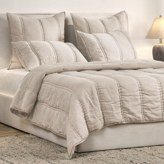 Row King Quilt, Taupe