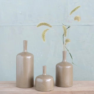 10"H Brown Stoneware Vase